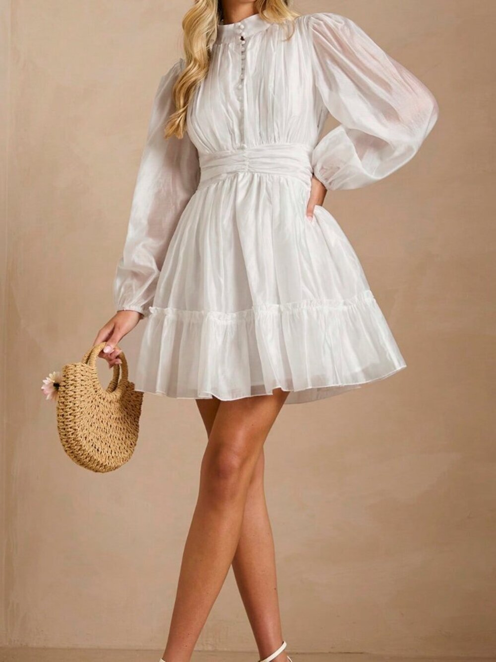 White Elegant Women's Romantic Mini Dress